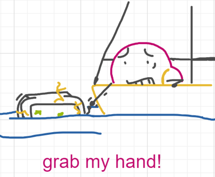 A panel from Ready Oar Knot, episode three of the Board Boards object show by Furretwalk/WalkingFurret.